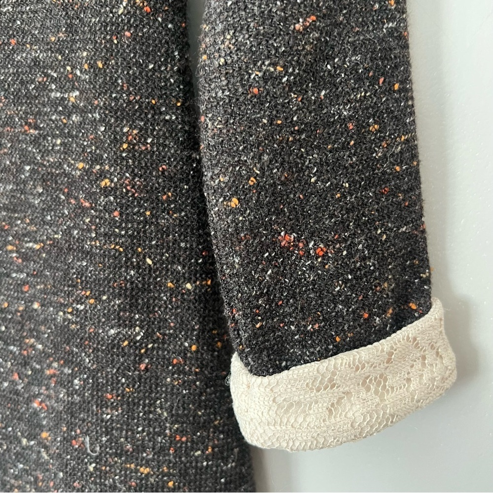 NWT Bonnie Jean Brown Tweed Knit Girls Dress Size 8 Lace Collar A Line Preppy - Picture 9 of 11
